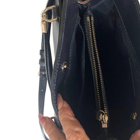 Coach F34663 Minetta Leather Handbag Satchel Midnight Blue Navy Crossbody Purse - Picture 9 of 10